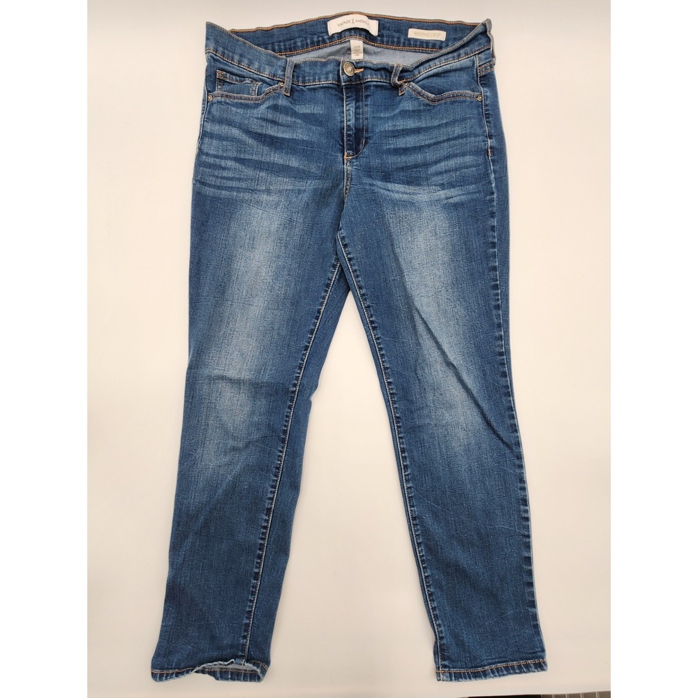 Vintage America Size 12/31 Denim Jeans Distressed Weekend Crop Pattern Pockets